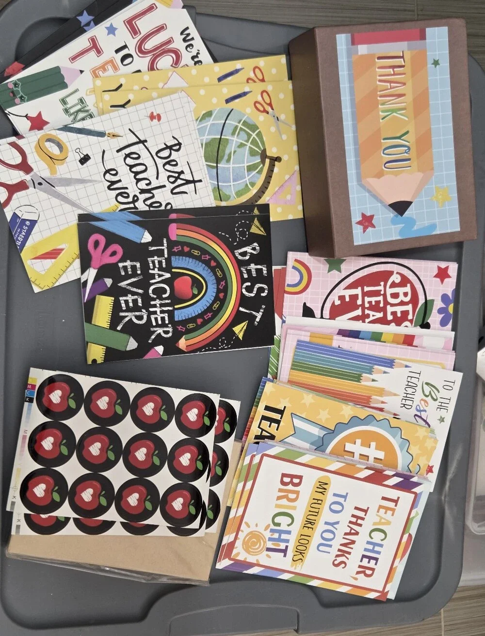 Best Teacher Ever Greeting Cards Pack Set Lot Box New